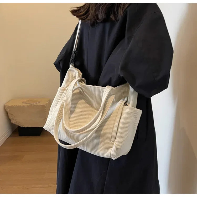 Corduroy Square Commuter Shoulder Bag
