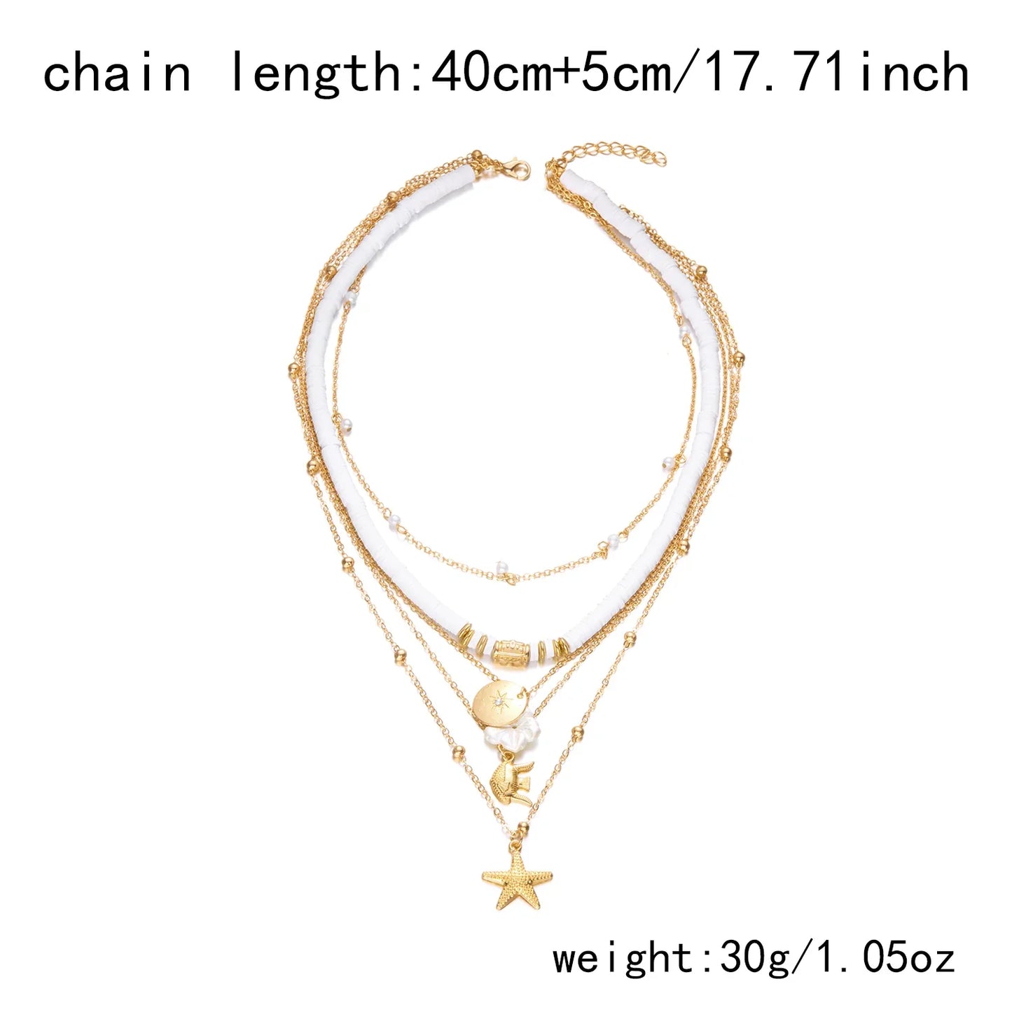Bohemian Shell Polymer Bead Necklace