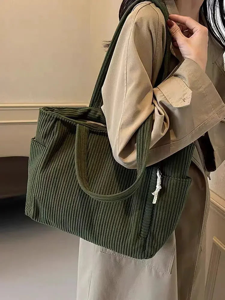 Corduroy Square Commuter Shoulder Bag