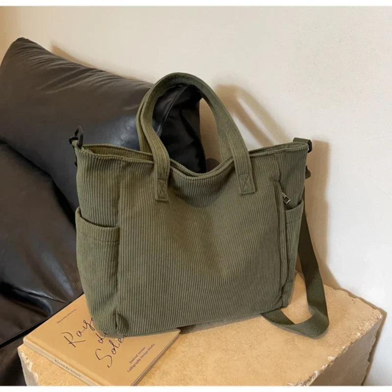 Corduroy Square Commuter Shoulder Bag
