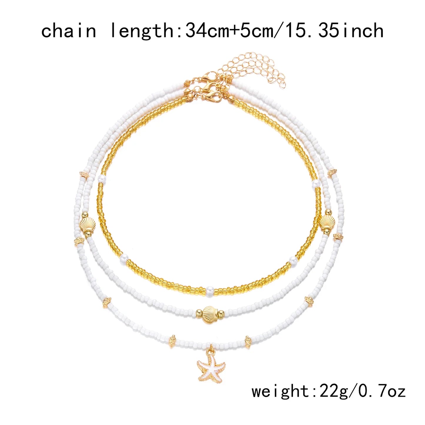 Bohemian Shell Polymer Bead Necklace