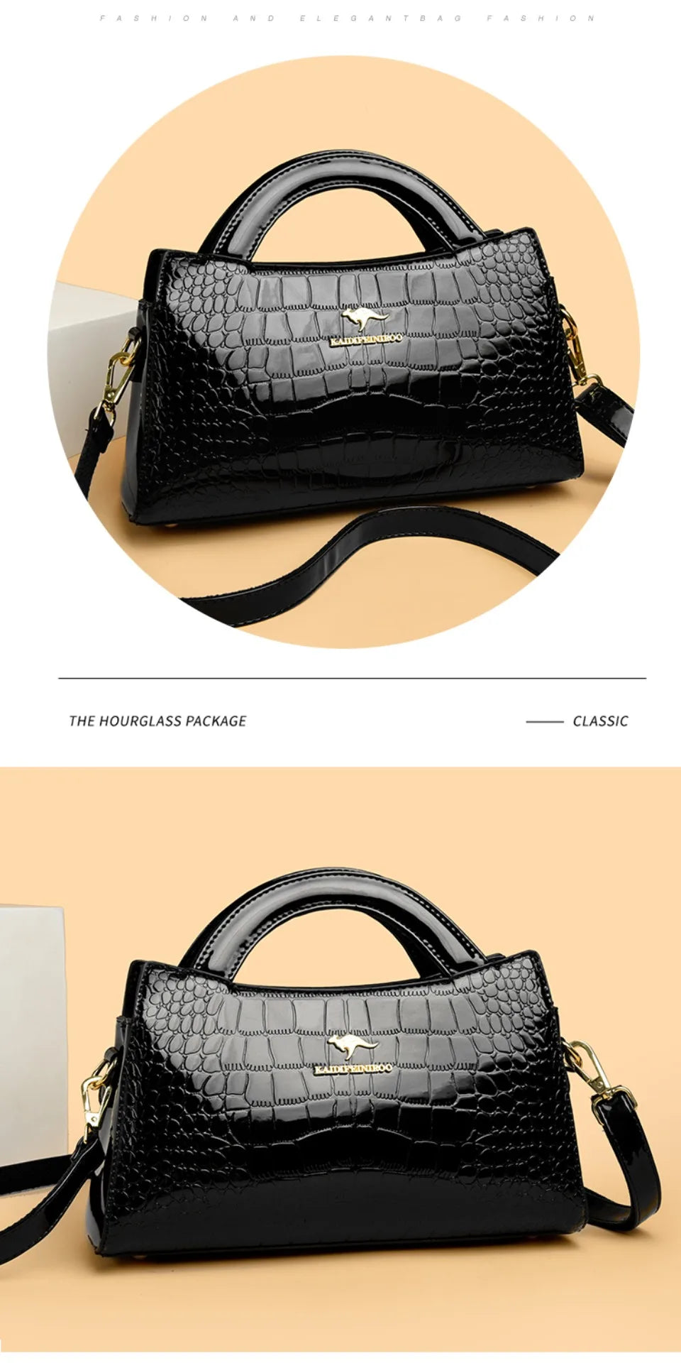 Alligator Motif Kangaroo Brand Bag