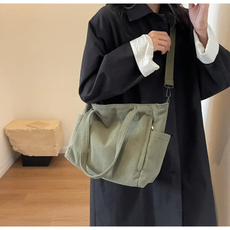 Corduroy Square Commuter Shoulder Bag