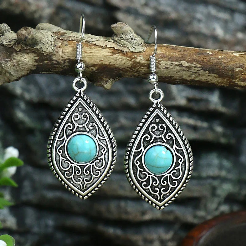 Bohemian Turquoise Water Drop Earrings