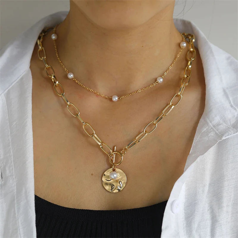 Multilayer Evil Eye Pearl Necklace