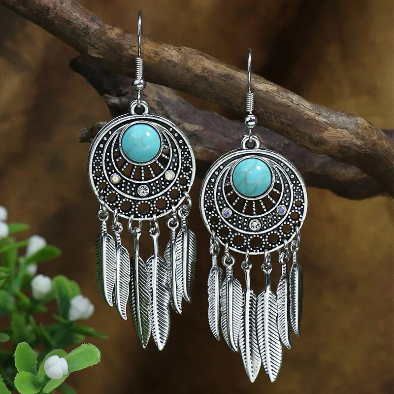 Bohemian Turquoise Water Drop Earrings