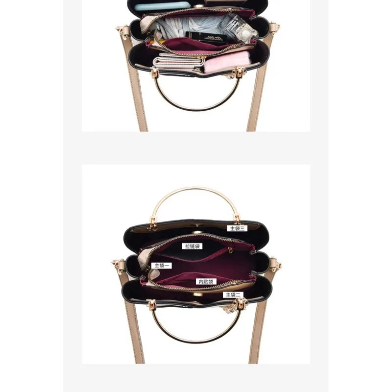 Modernist Color-Block Capacity Bucket Bag