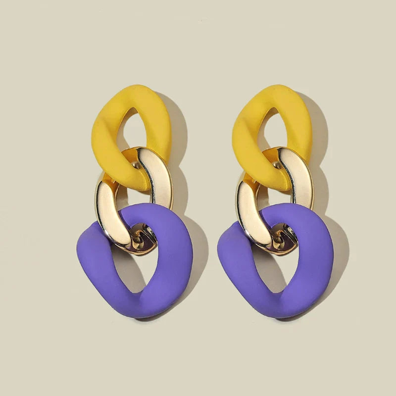 Color-Block Statement Resin Earrings