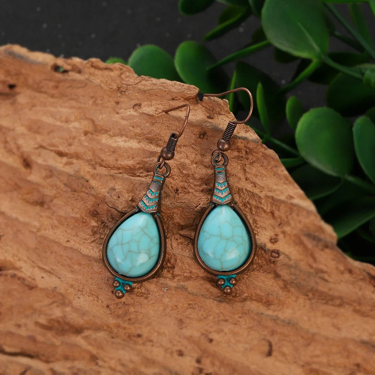 Bohemian Turquoise Water Drop Earrings