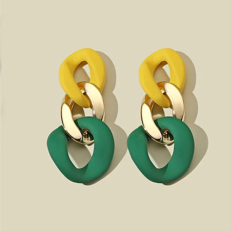 Color-Block Statement Resin Earrings