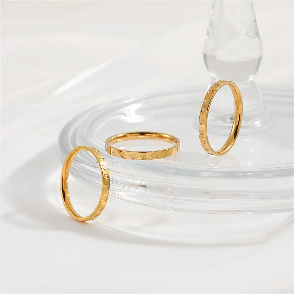 Minimalist Gilded Heart Wedding Ring