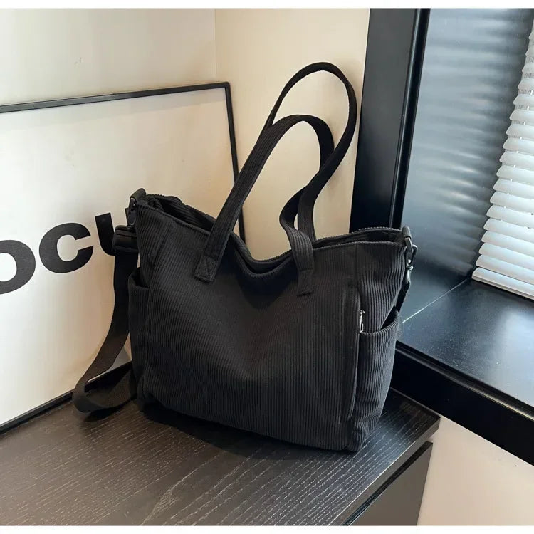 Corduroy Square Commuter Shoulder Bag