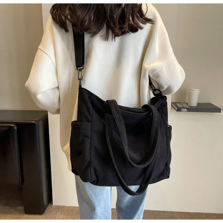 Corduroy Square Commuter Shoulder Bag