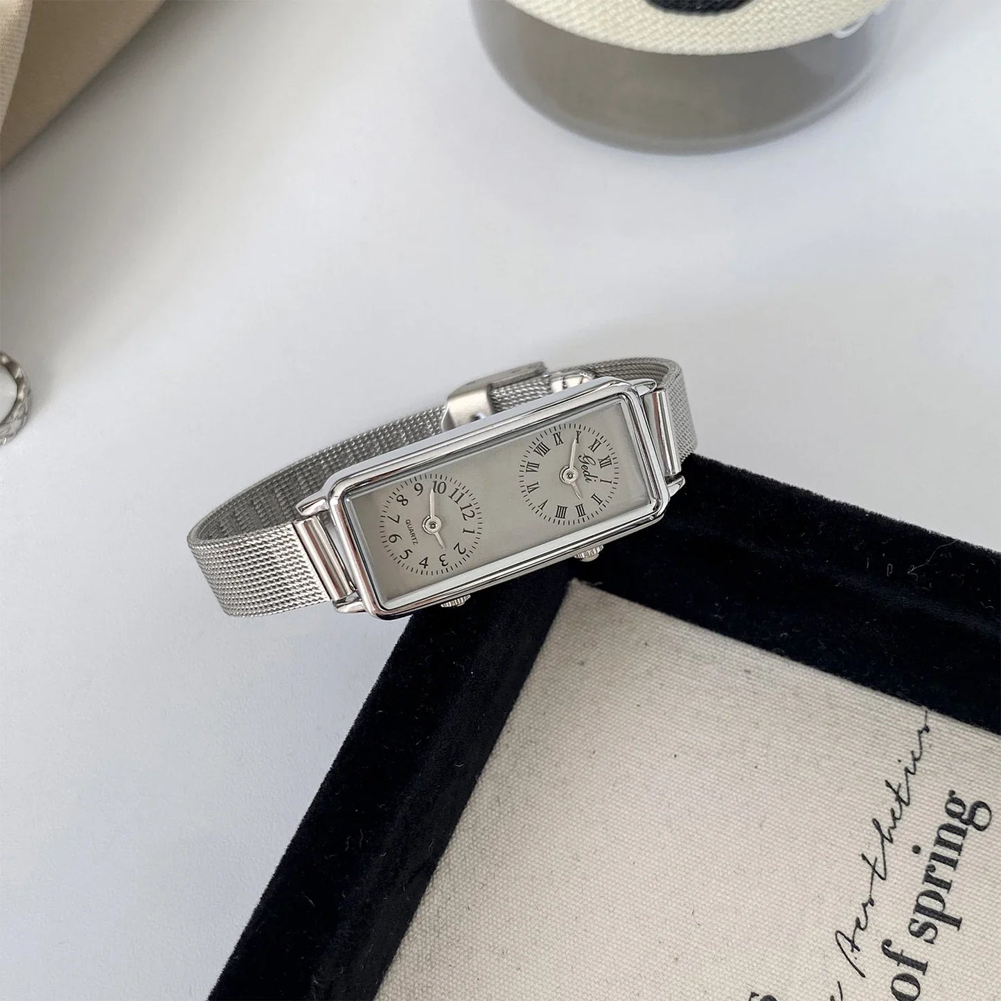 Dual-Movement Retro Square Timepiece