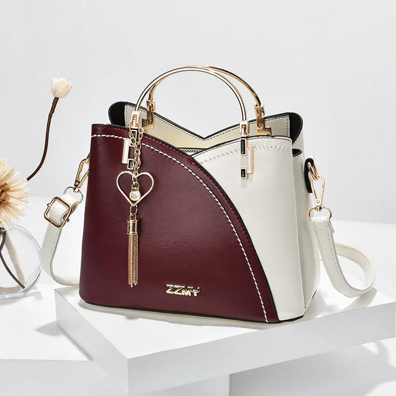 Modernist Color-Block Capacity Bucket Bag