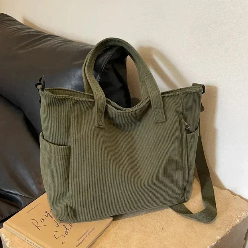 Corduroy Square Commuter Shoulder Bag