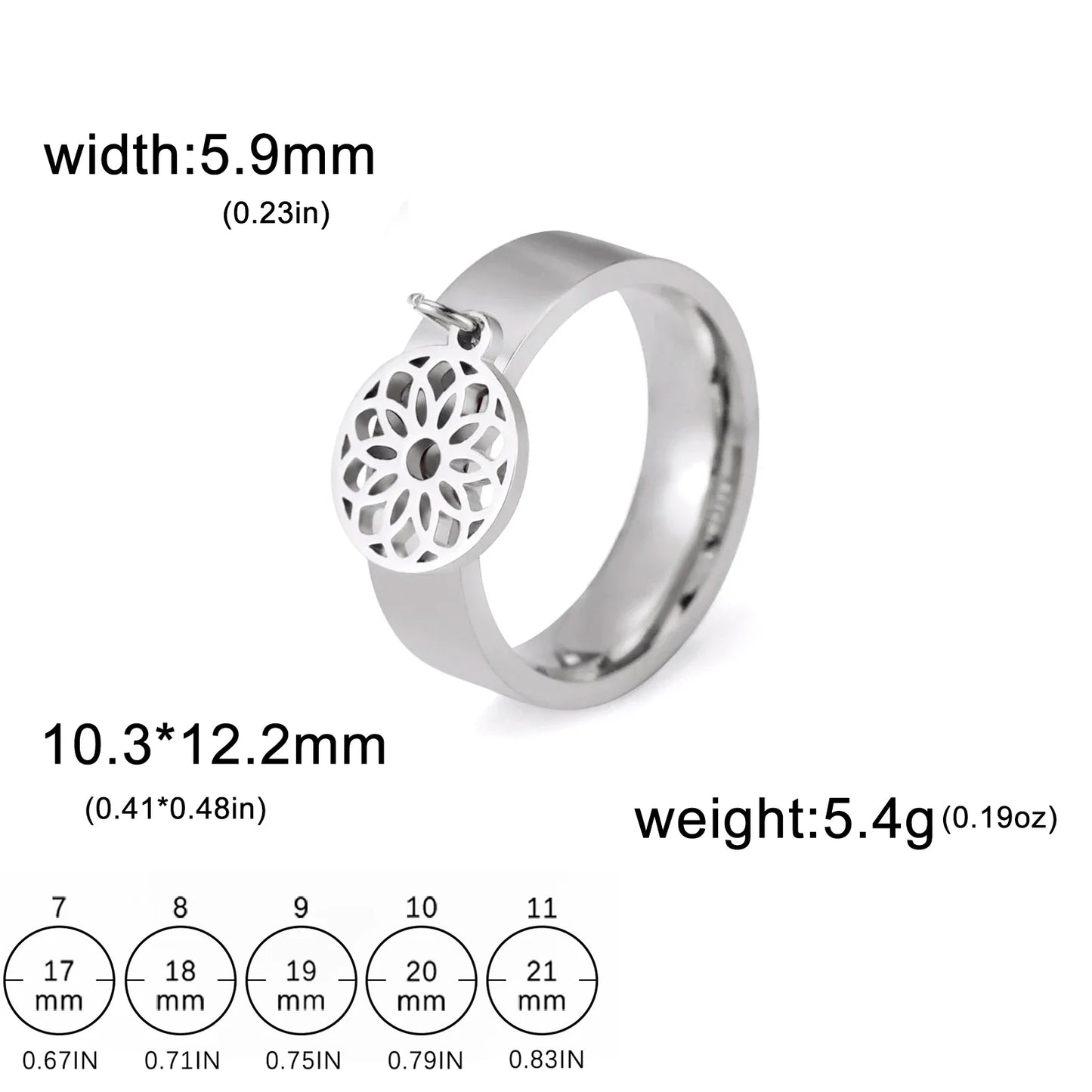 Minimalist Floral Stainless Steel Ring