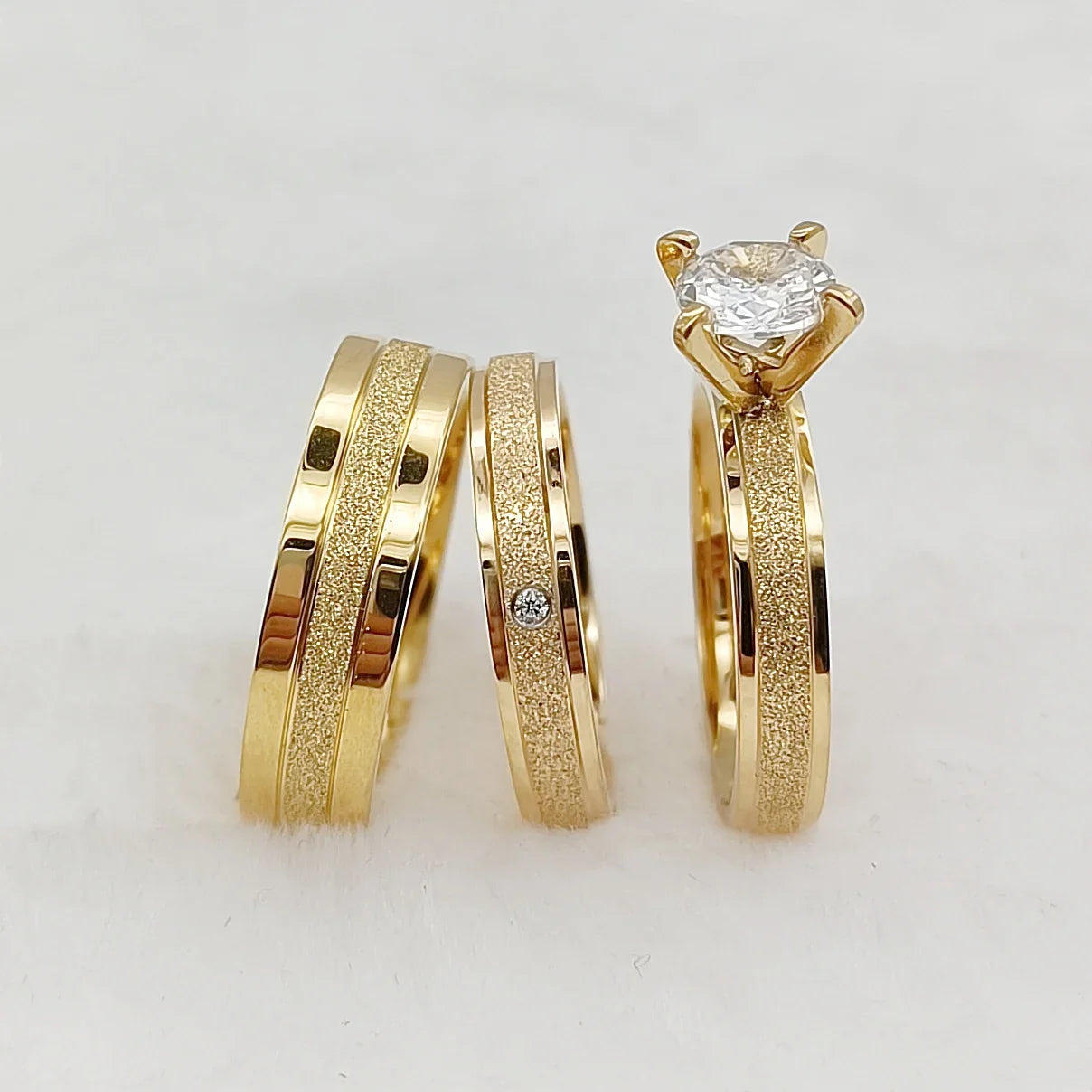 Frosted Gilded Promise Engagement Ring