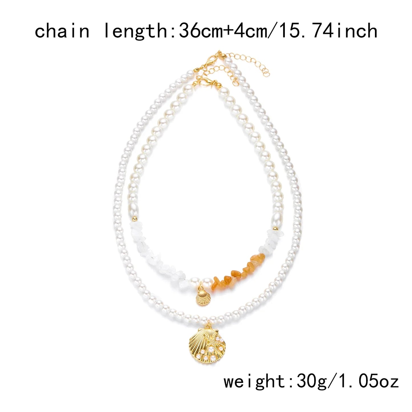 Bohemian Shell Polymer Bead Necklace