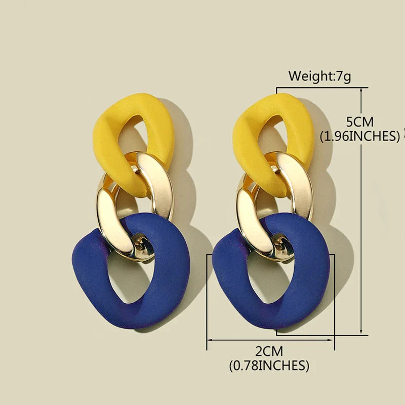 Color-Block Statement Resin Earrings