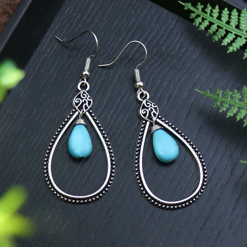 Bohemian Turquoise Water Drop Earrings
