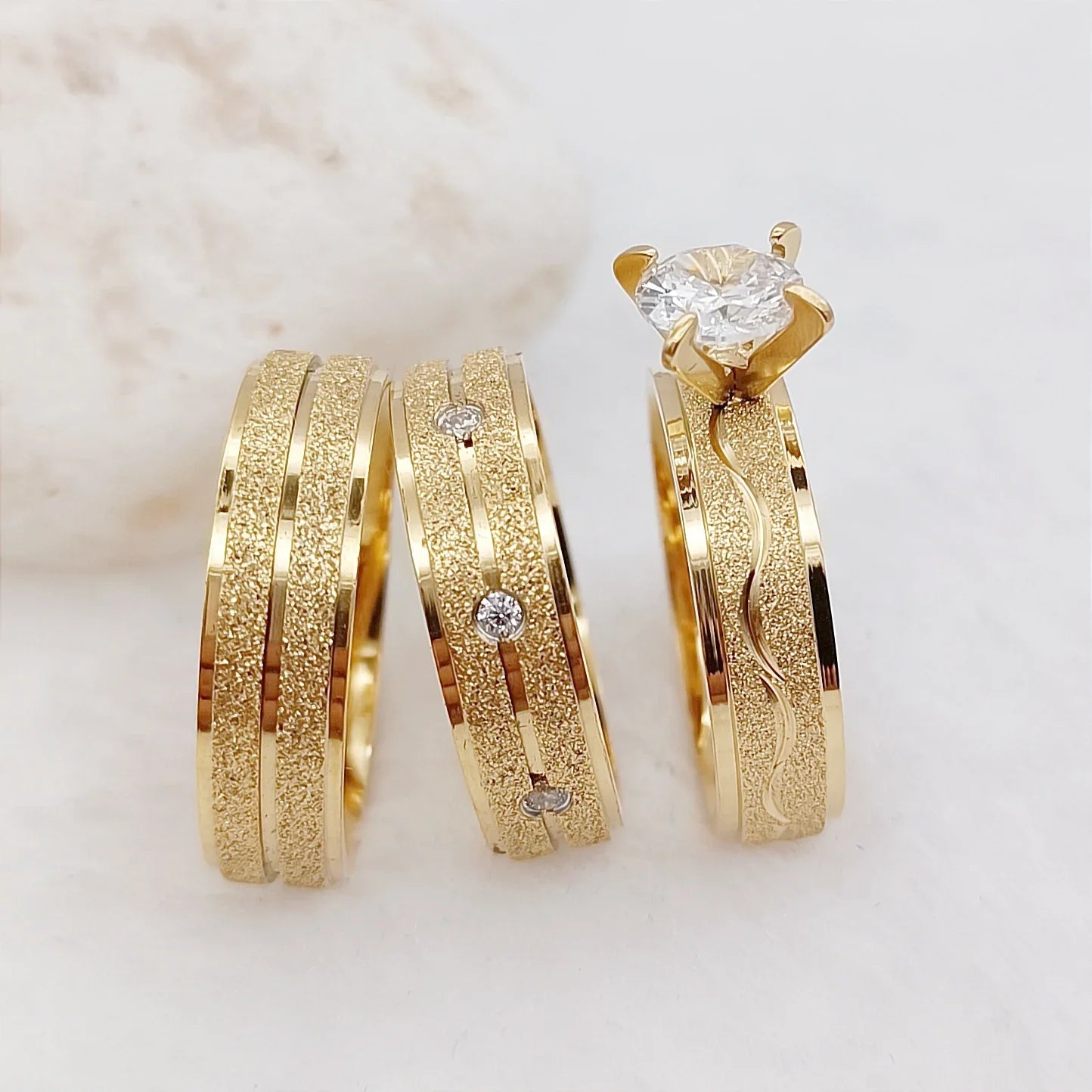 Frosted Gilded Promise Engagement Ring
