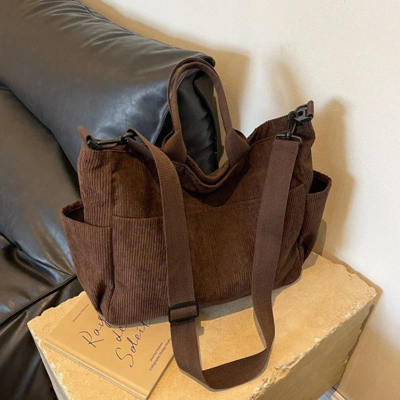 Corduroy Square Commuter Shoulder Bag