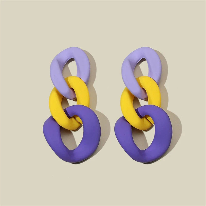 Color-Block Statement Resin Earrings