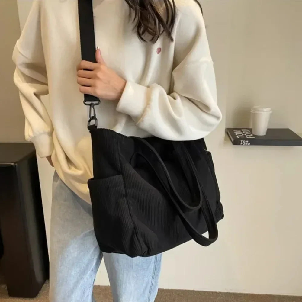 Corduroy Square Commuter Shoulder Bag