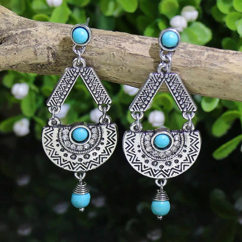 Bohemian Turquoise Water Drop Earrings