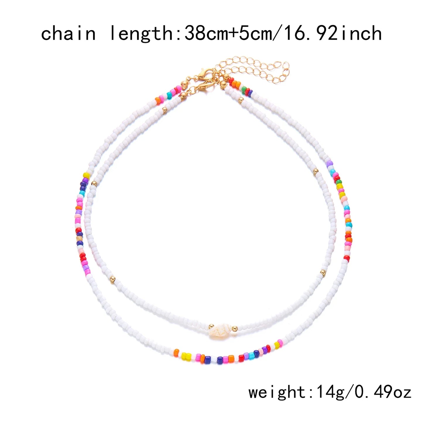 Bohemian Shell Polymer Bead Necklace