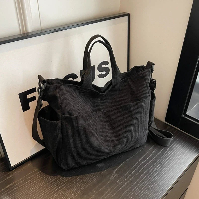 Corduroy Square Commuter Shoulder Bag