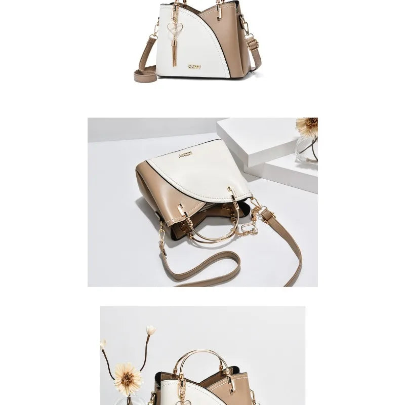 Modernist Color-Block Capacity Bucket Bag