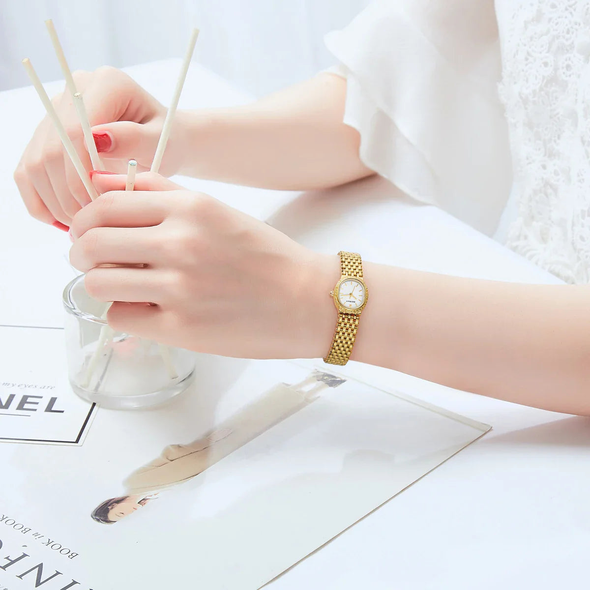 Gilded Brilliance Jewelry Bracelet Watch