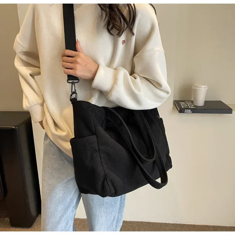 Corduroy Square Commuter Shoulder Bag