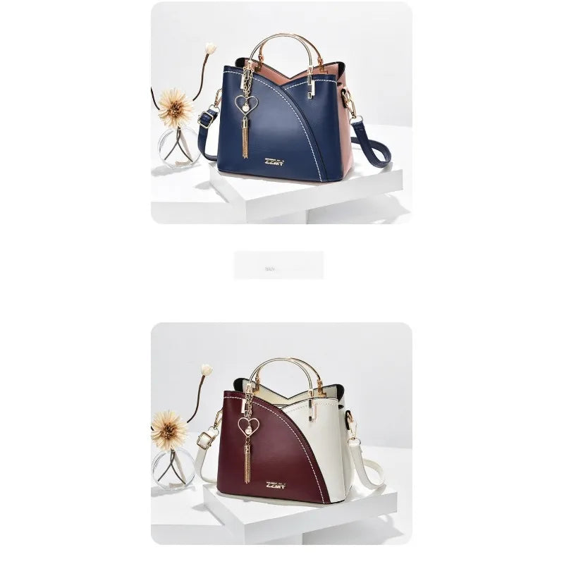 Modernist Color-Block Capacity Bucket Bag