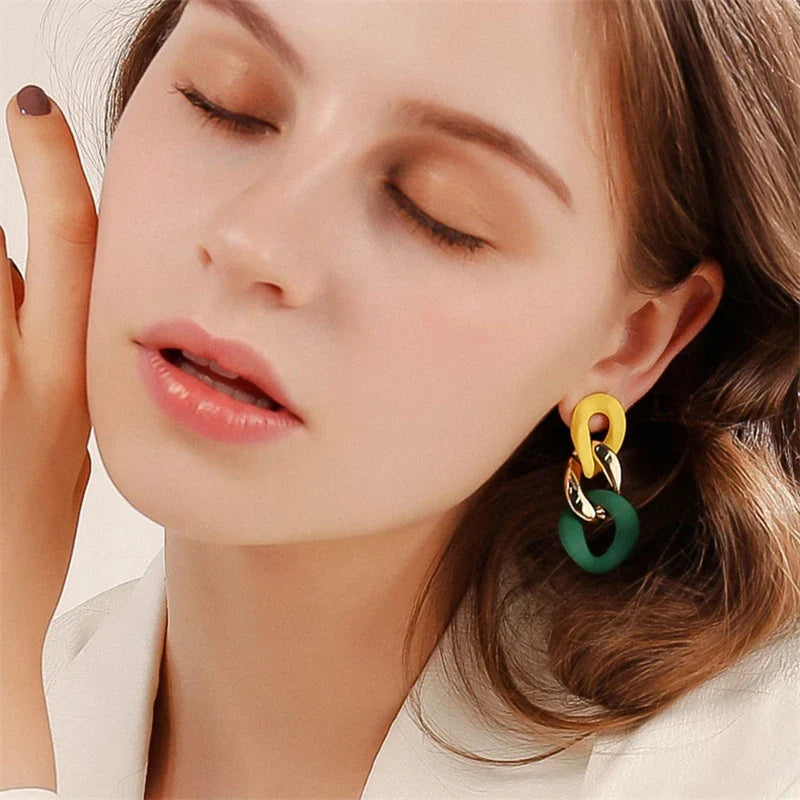 Color-Block Statement Resin Earrings