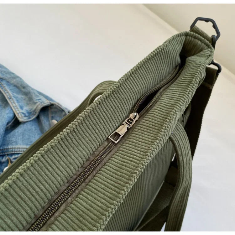 Corduroy Square Commuter Shoulder Bag