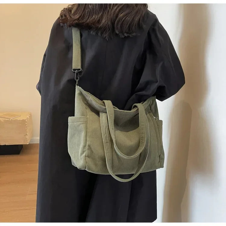 Corduroy Square Commuter Shoulder Bag