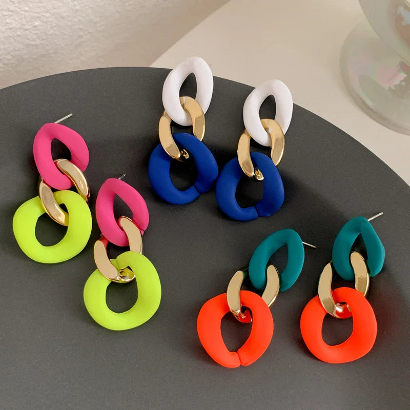 Color-Block Statement Resin Earrings