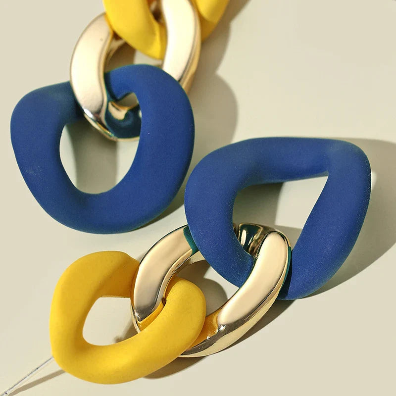 Color-Block Statement Resin Earrings