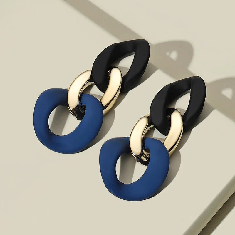 Color-Block Statement Resin Earrings