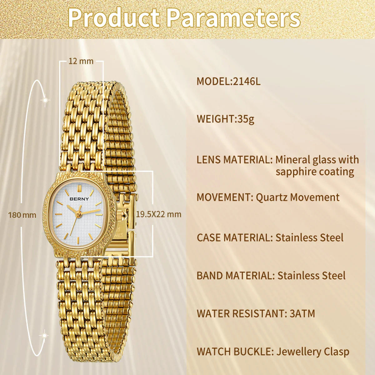 Gilded Brilliance Jewelry Bracelet Watch