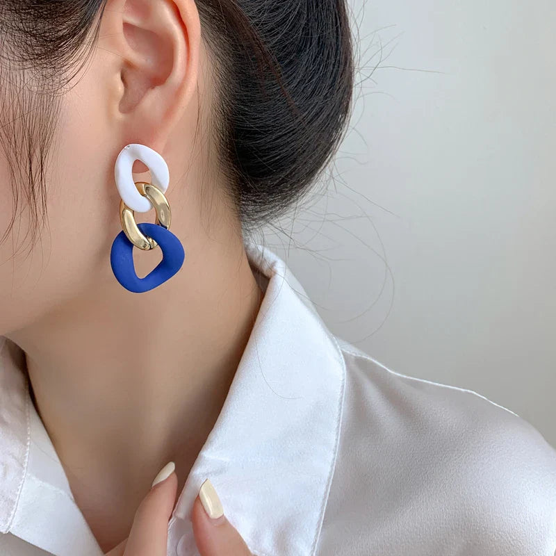 Color-Block Statement Resin Earrings