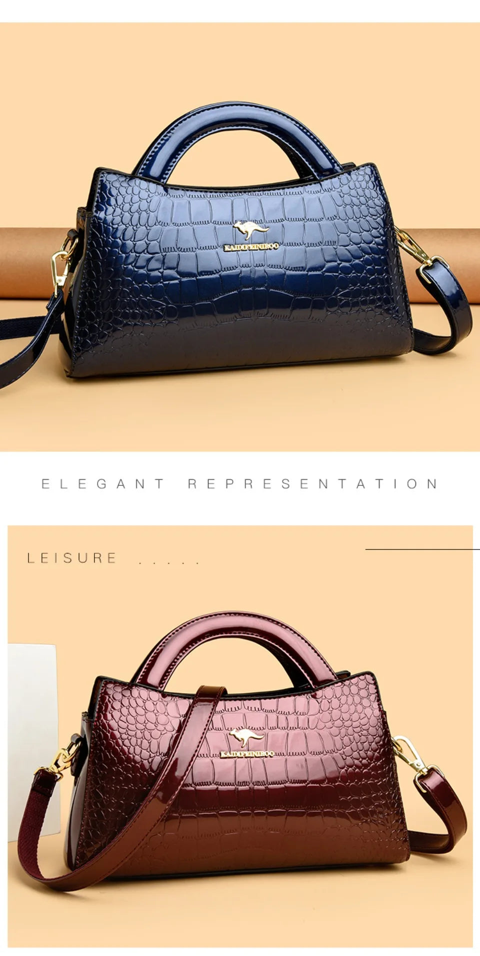 Alligator Motif Kangaroo Brand Bag