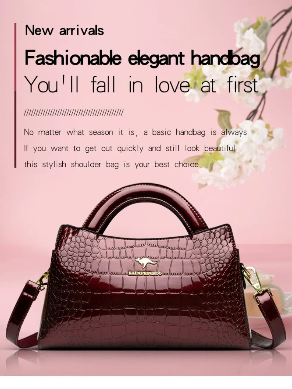 Alligator Motif Kangaroo Brand Bag