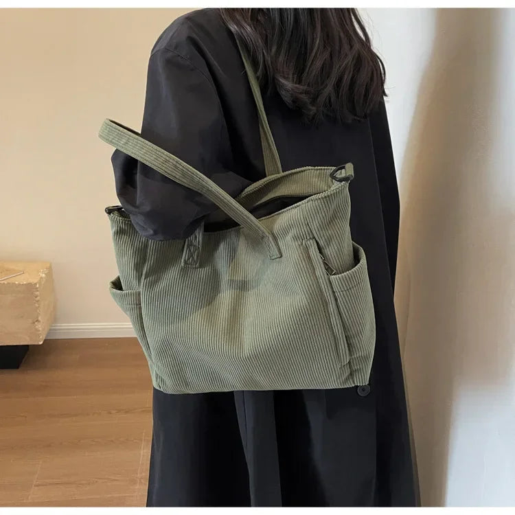 Corduroy Square Commuter Shoulder Bag