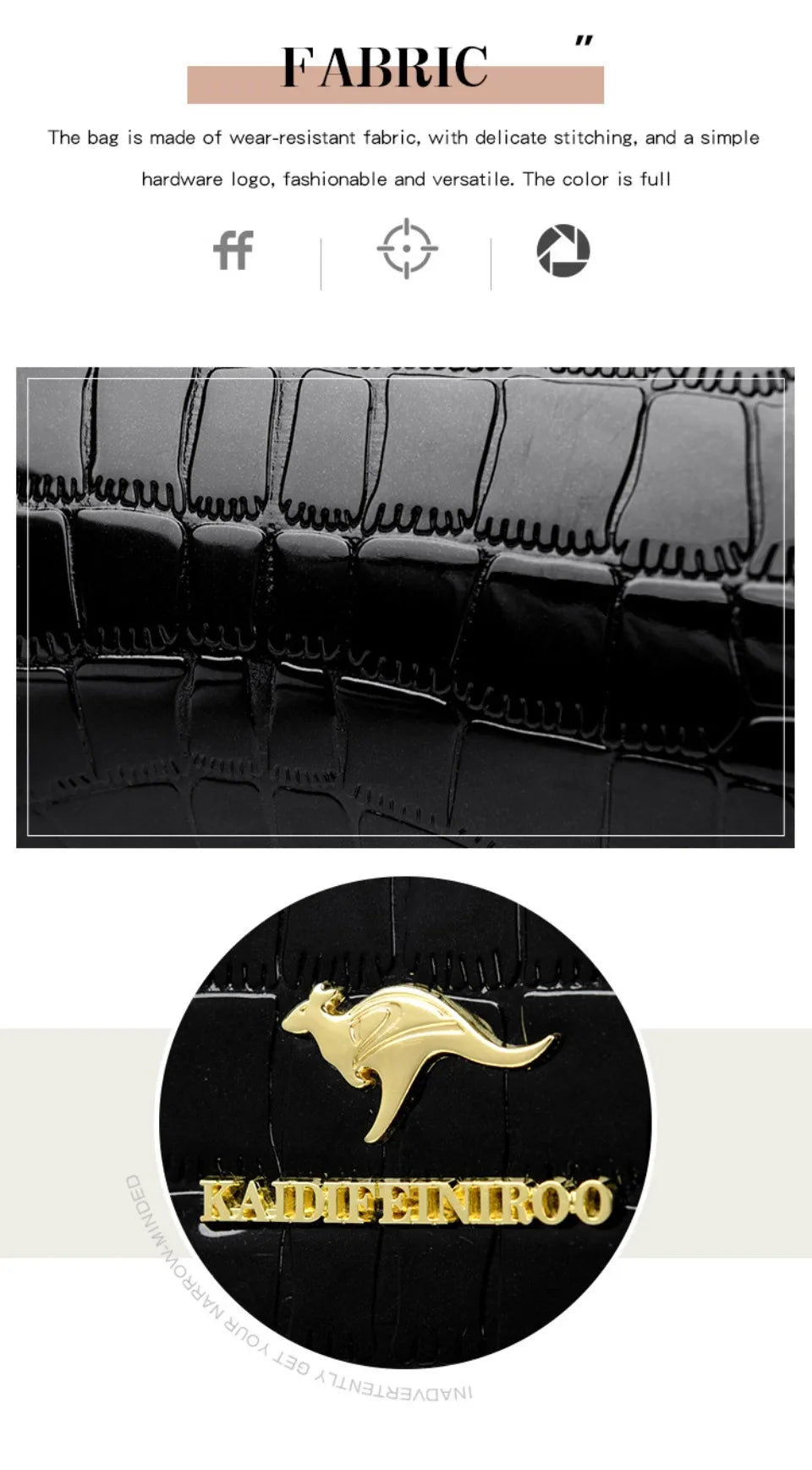 Alligator Motif Kangaroo Brand Bag