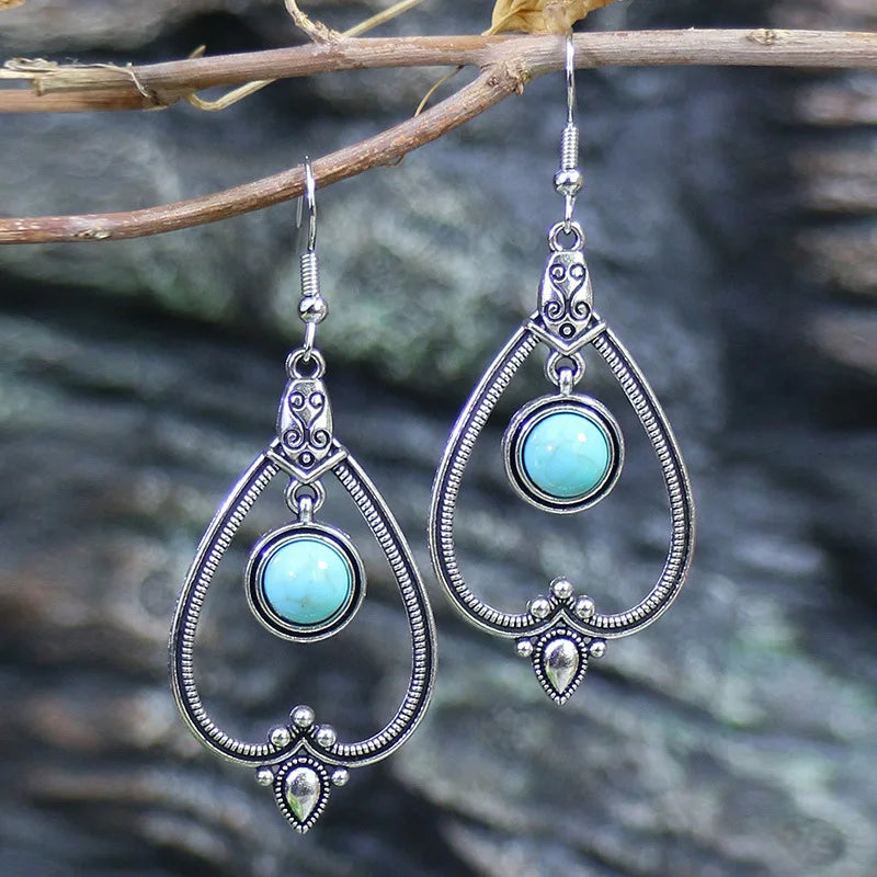 Bohemian Turquoise Water Drop Earrings