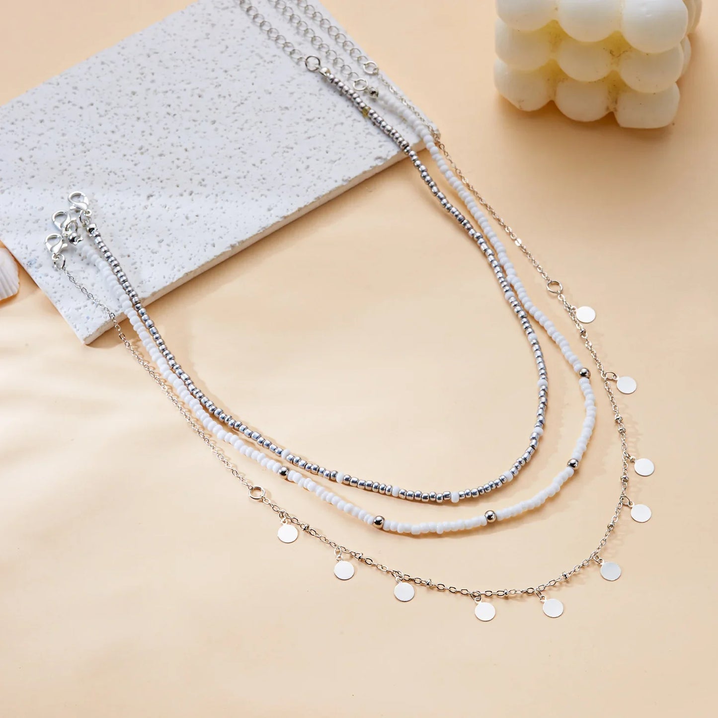 Bohemian Shell Polymer Bead Necklace